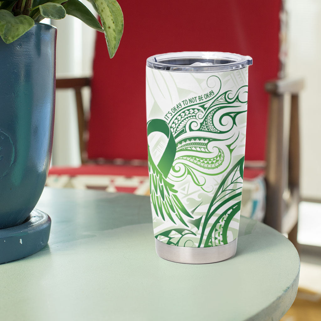 Its Okay Green Ribbon Personalised Tumbler Cup Polynesian Depression Support Hope And Healing