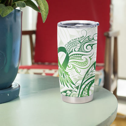 Its Okay Green Ribbon Personalised Tumbler Cup Polynesian Depression Support Hope And Healing