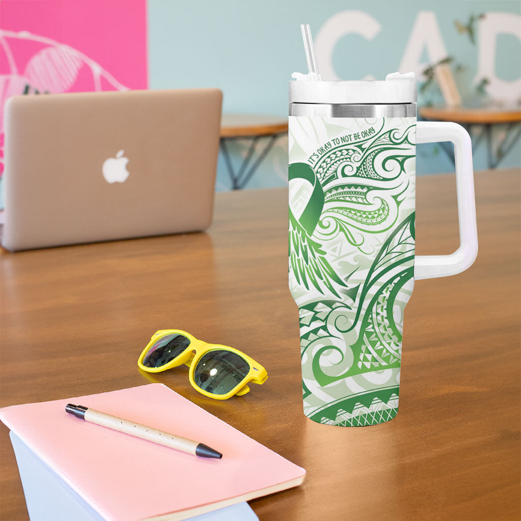 Its Okay Green Ribbon Personalised Tumbler With Handle Polynesian Depression Support Hope And Healing