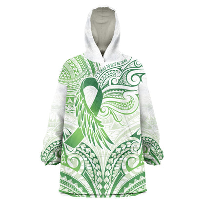 Its Okay Green Ribbon Personalised Wearable Blanket Hoodie Polynesian Depression Support Hope And Healing