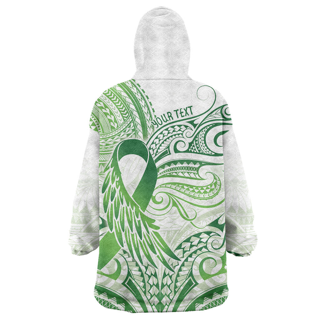 Its Okay Green Ribbon Personalised Wearable Blanket Hoodie Polynesian Depression Support Hope And Healing