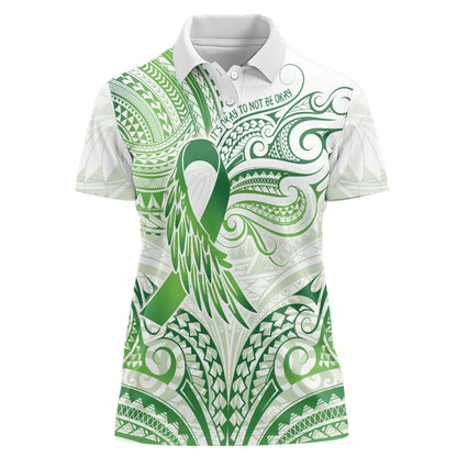 Its Okay Green Ribbon Personalised Women Polo Shirt Polynesian Depression Support Hope And Healing