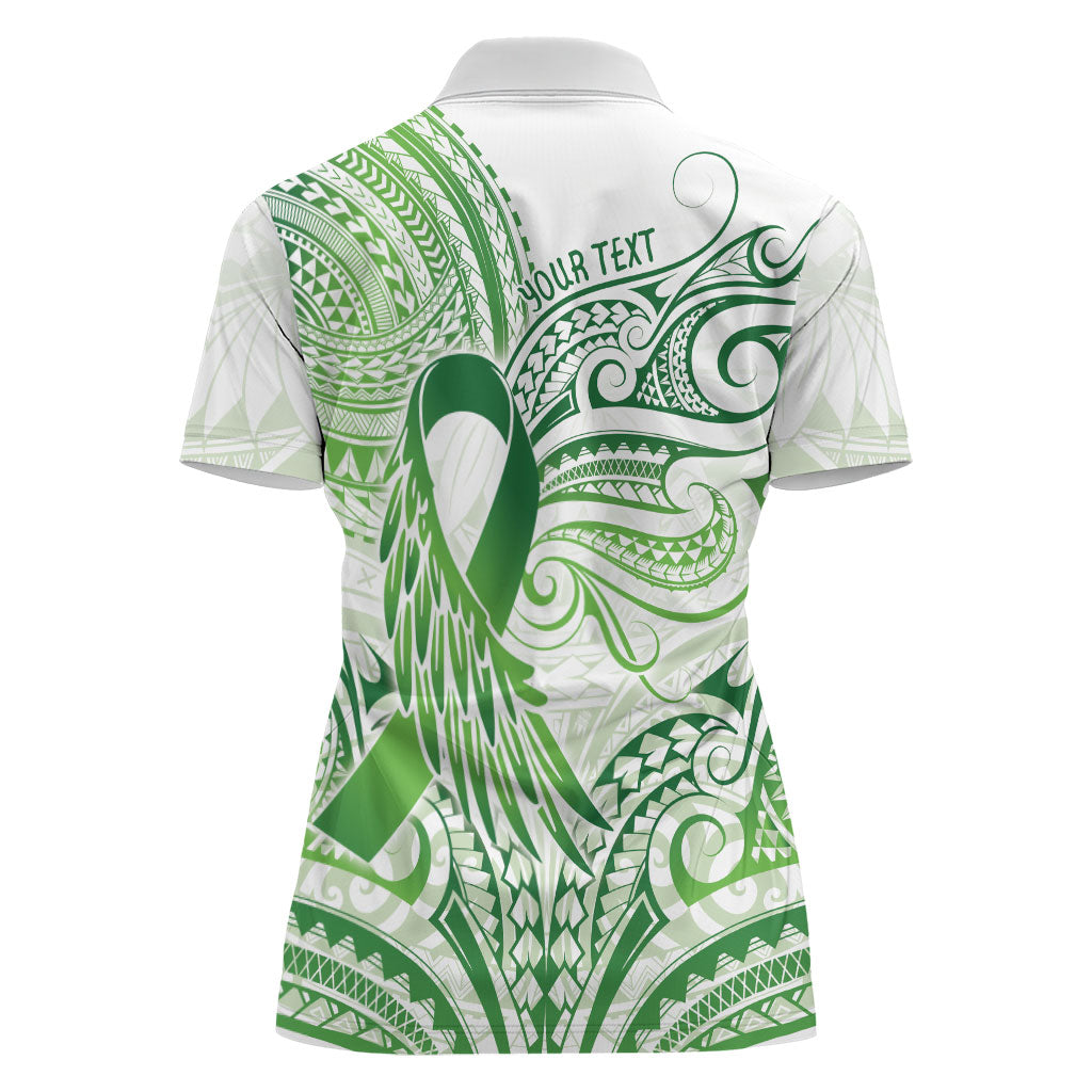 Its Okay Green Ribbon Personalised Women Polo Shirt Polynesian Depression Support Hope And Healing