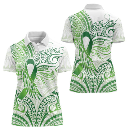 Its Okay Green Ribbon Personalised Women Polo Shirt Polynesian Depression Support Hope And Healing