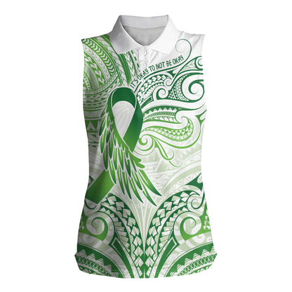Its Okay Green Ribbon Personalised Women Sleeveless Polo Shirt Polynesian Depression Support Hope And Healing