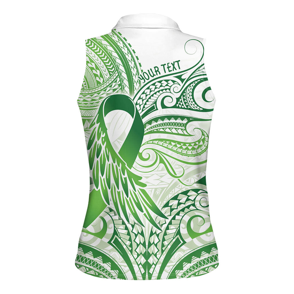 Its Okay Green Ribbon Personalised Women Sleeveless Polo Shirt Polynesian Depression Support Hope And Healing