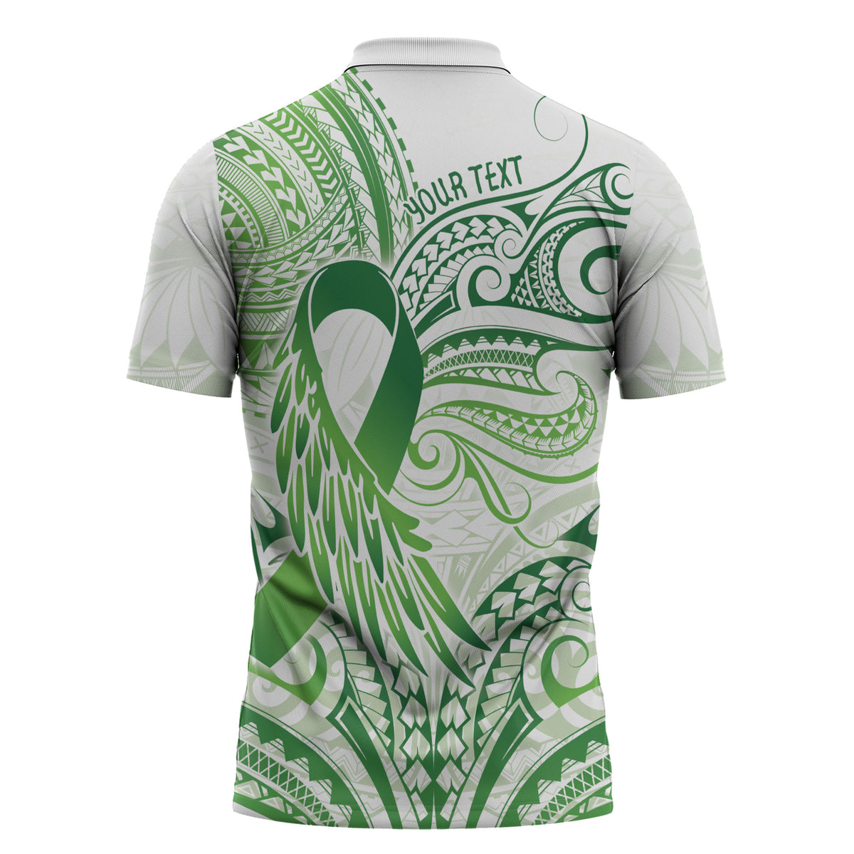 Its Okay Green Ribbon Personalised Zipper Polo Shirt Polynesian Depression Support Hope And Healing