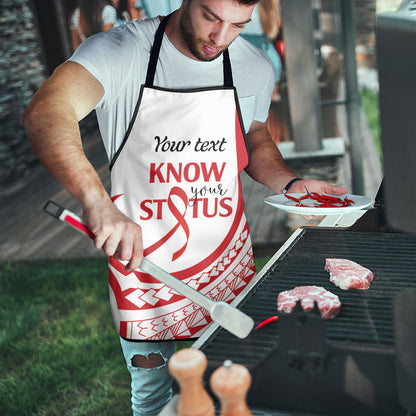 Know Your Status Red Ribbon Personalised Apron Polynesian AIDS Support Red Ribbon Hope