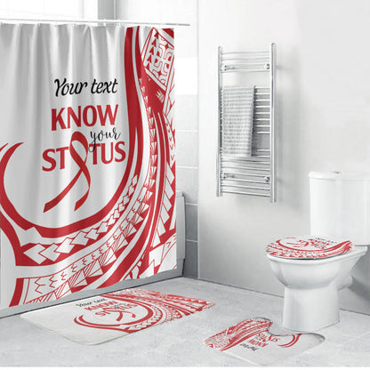 Know Your Status Red Ribbon Personalised Bathroom Set Polynesian AIDS Support Red Ribbon Hope