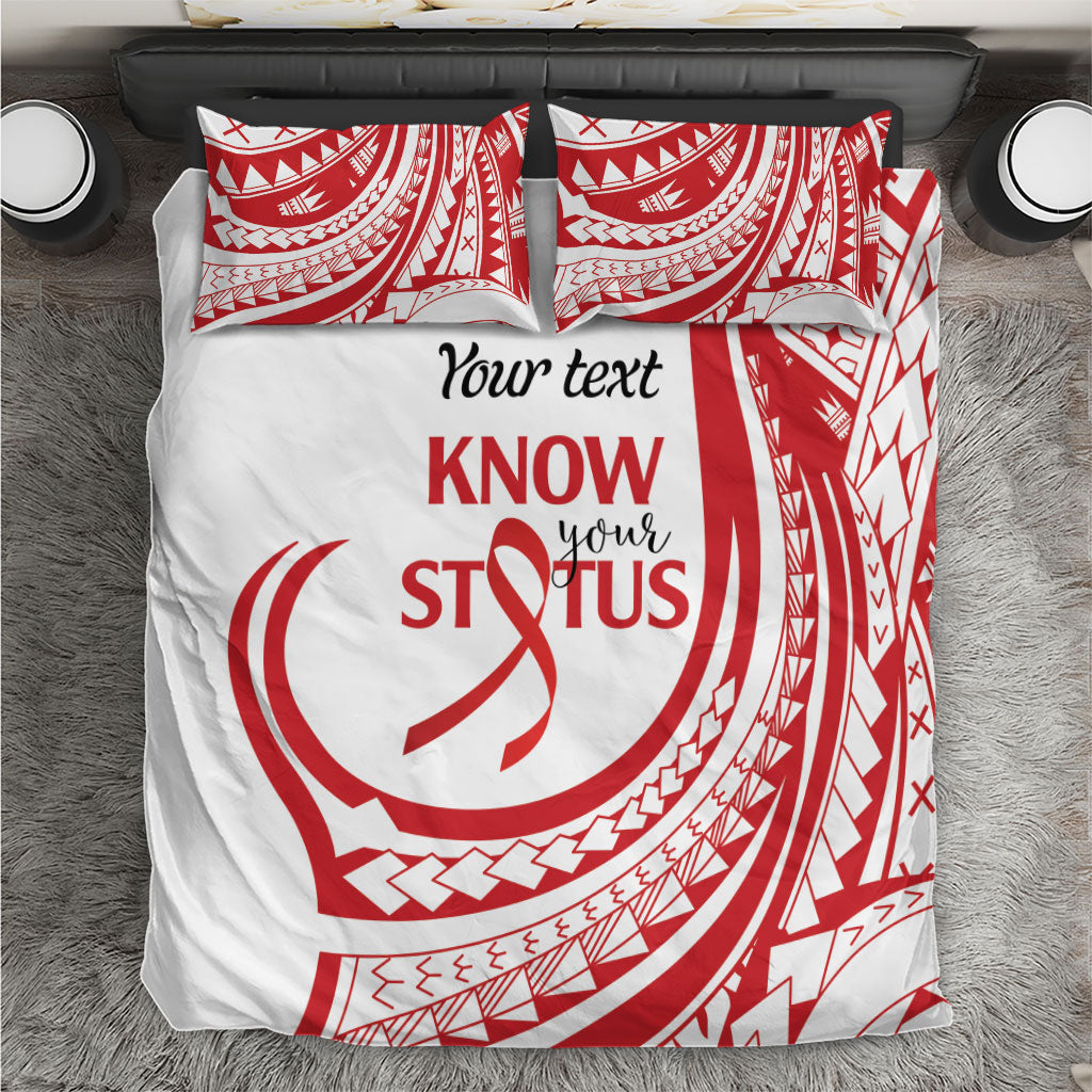 Know Your Status Red Ribbon Personalised Bedding Set Polynesian AIDS Support Red Ribbon Hope