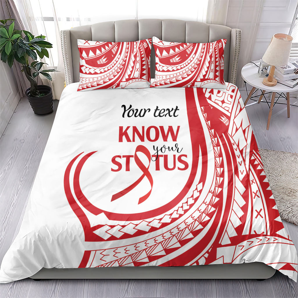Know Your Status Red Ribbon Personalised Bedding Set Polynesian AIDS Support Red Ribbon Hope