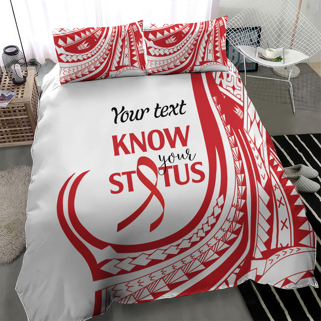 Know Your Status Red Ribbon Personalised Bedding Set Polynesian AIDS Support Red Ribbon Hope