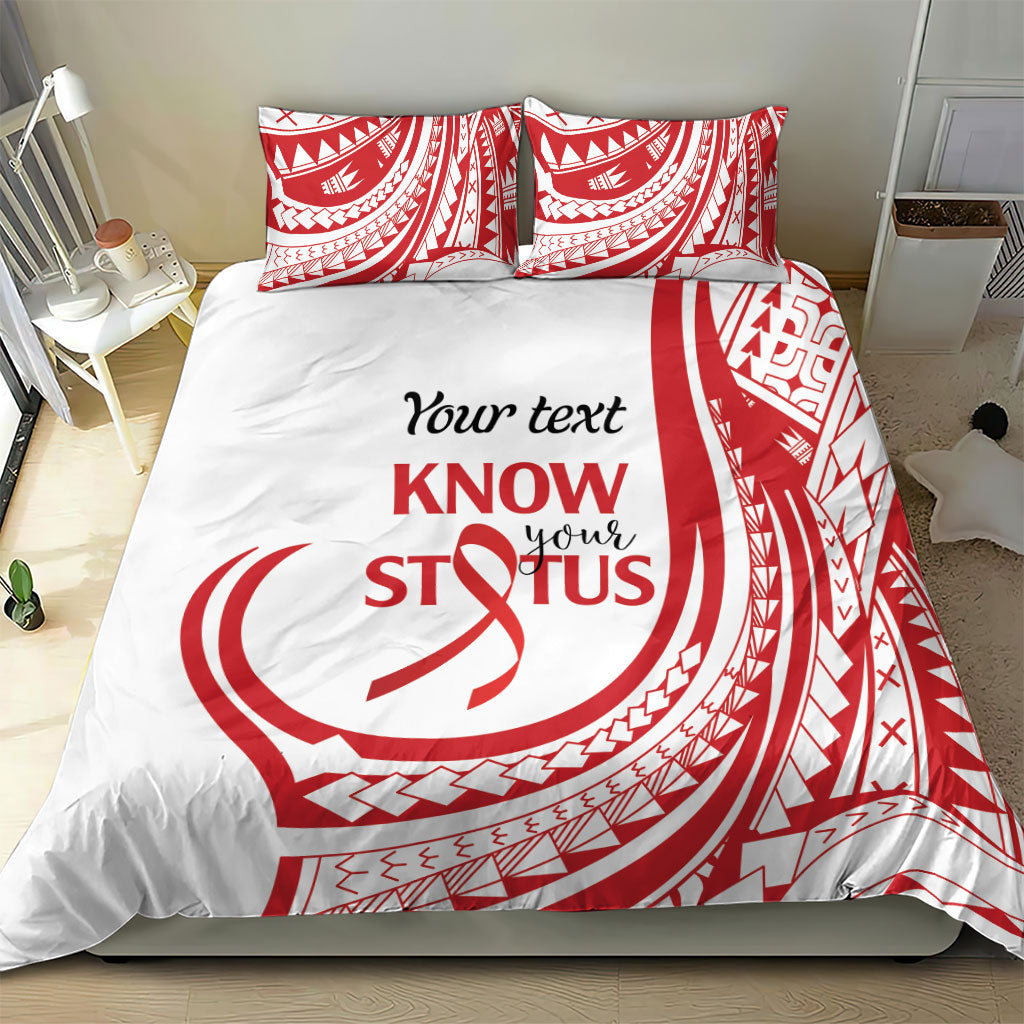 Know Your Status Red Ribbon Personalised Bedding Set Polynesian AIDS Support Red Ribbon Hope