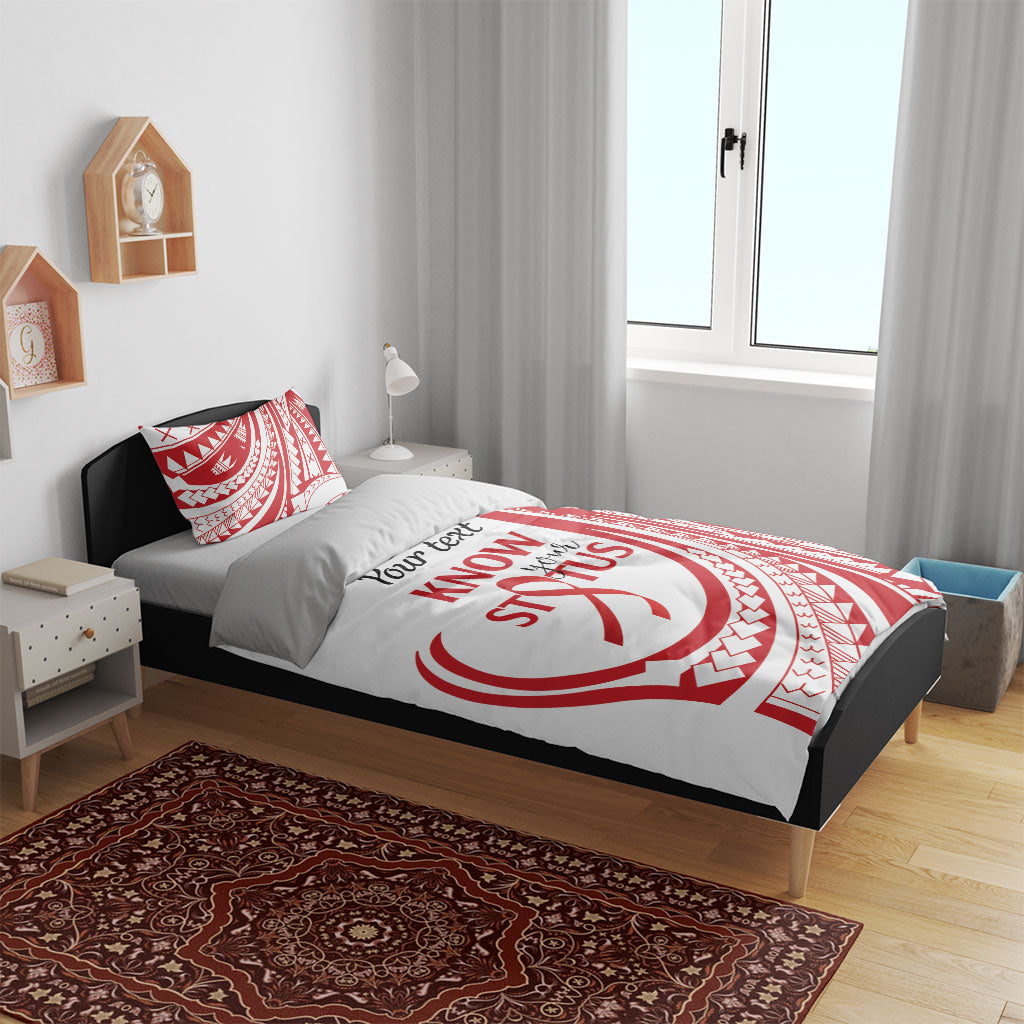 Know Your Status Red Ribbon Personalised Bedding Set Polynesian AIDS Support Red Ribbon Hope