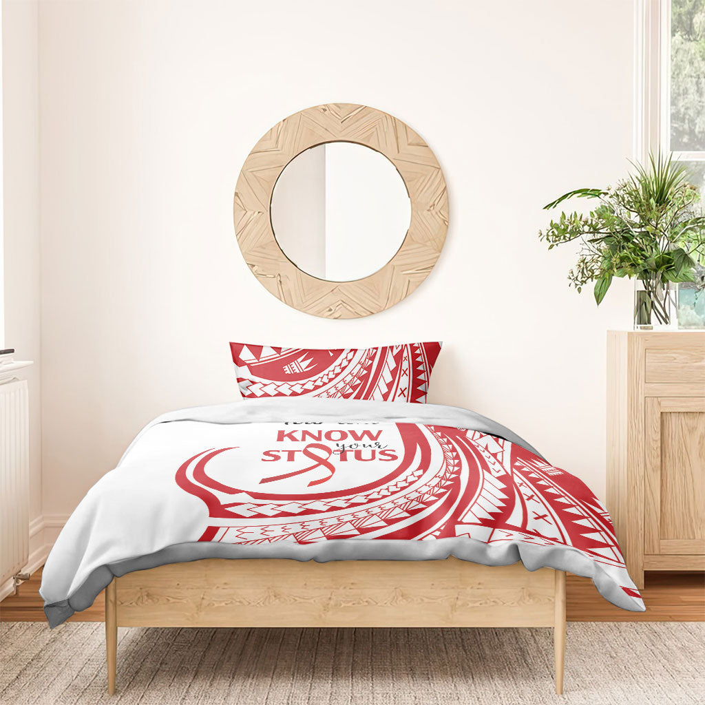Know Your Status Red Ribbon Personalised Bedding Set Polynesian AIDS Support Red Ribbon Hope