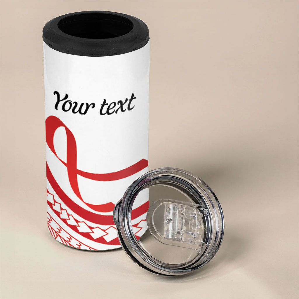 Know Your Status Red Ribbon Personalised 4 in 1 Can Cooler Tumbler Polynesian AIDS Support Red Ribbon Hope