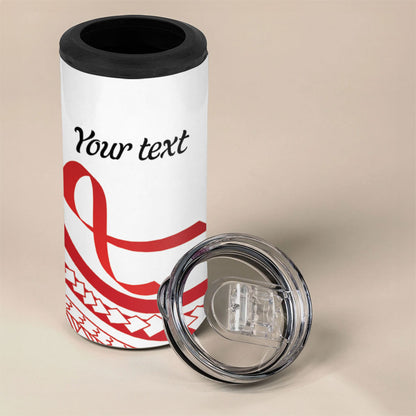 Know Your Status Red Ribbon Personalised 4 in 1 Can Cooler Tumbler Polynesian AIDS Support Red Ribbon Hope