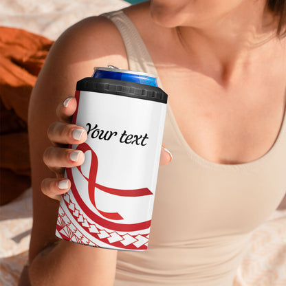 Know Your Status Red Ribbon Personalised 4 in 1 Can Cooler Tumbler Polynesian AIDS Support Red Ribbon Hope