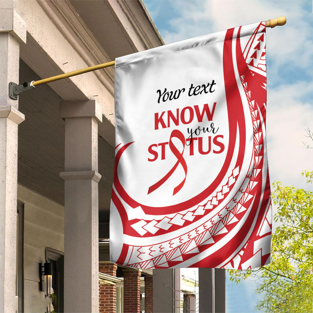 Know Your Status Red Ribbon Personalised Garden Flag Polynesian AIDS Support Red Ribbon Hope