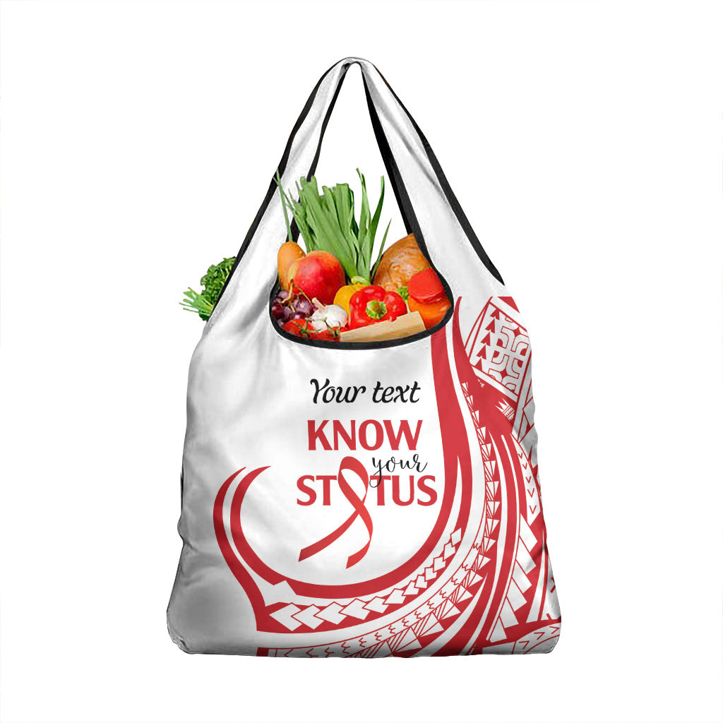 Know Your Status Red Ribbon Personalised Grocery Bag Polynesian AIDS Support Red Ribbon Hope