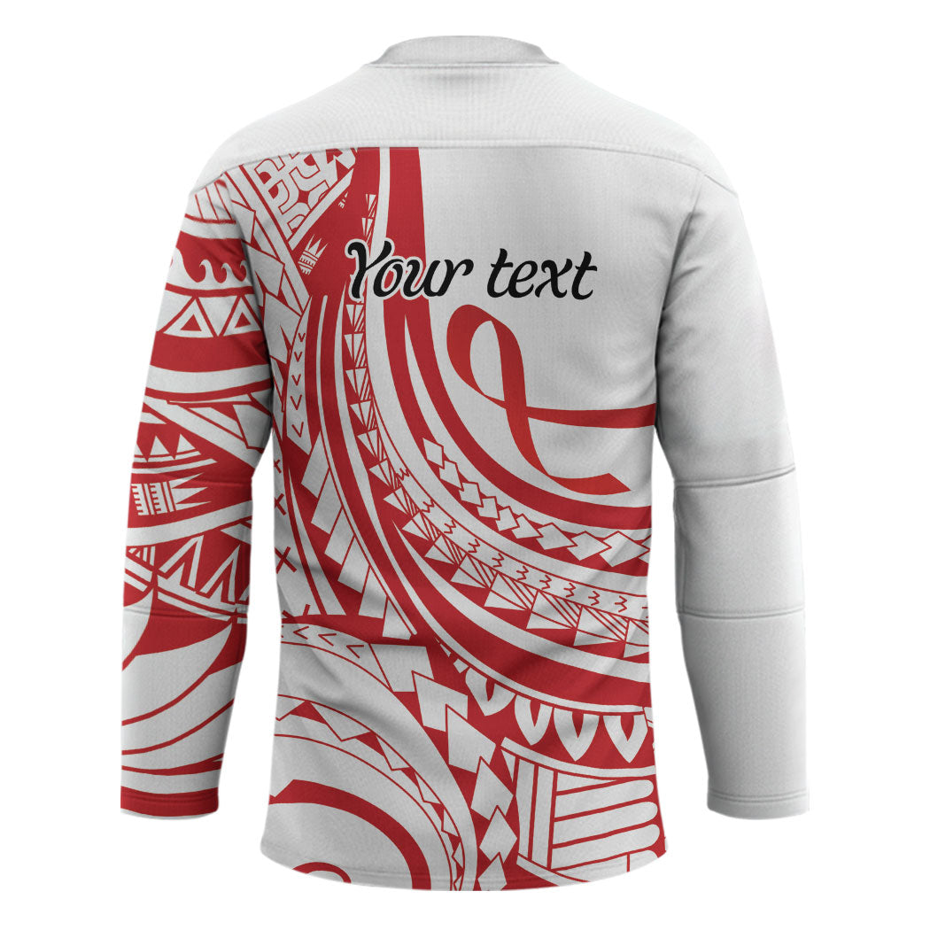 Know Your Status Red Ribbon Personalised Hockey Jersey Polynesian AIDS Support Red Ribbon Hope