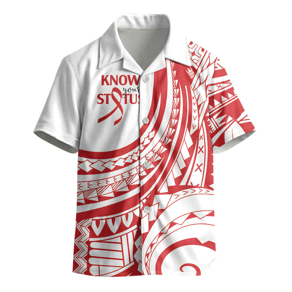 Know Your Status Red Ribbon Personalised Kid Hawaiian Shirt Polynesian AIDS Support Red Ribbon Hope