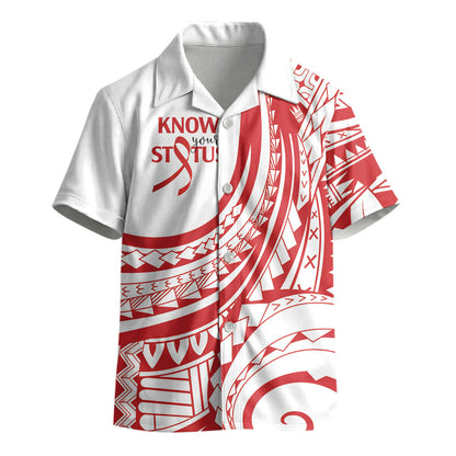Know Your Status Red Ribbon Personalised Kid Hawaiian Shirt Polynesian AIDS Support Red Ribbon Hope
