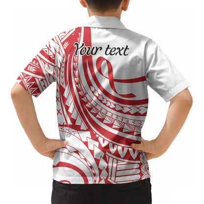 Know Your Status Red Ribbon Personalised Kid Hawaiian Shirt Polynesian AIDS Support Red Ribbon Hope