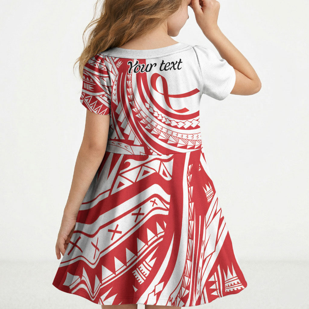 Know Your Status Red Ribbon Personalised Kid Short Sleeve Dress Polynesian AIDS Support Red Ribbon Hope