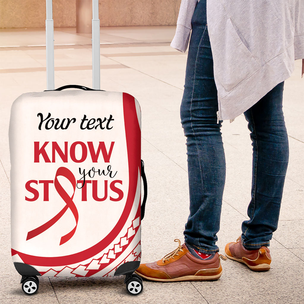 Know Your Status Red Ribbon Personalised Luggage Cover Polynesian AIDS Support Red Ribbon Hope