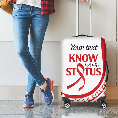 Know Your Status Red Ribbon Personalised Luggage Cover Polynesian AIDS Support Red Ribbon Hope
