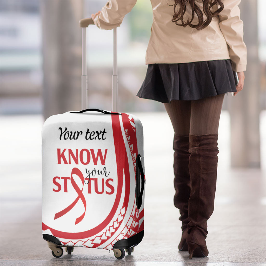 Know Your Status Red Ribbon Personalised Luggage Cover Polynesian AIDS Support Red Ribbon Hope