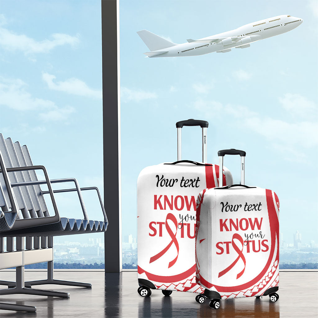 Know Your Status Red Ribbon Personalised Luggage Cover Polynesian AIDS Support Red Ribbon Hope