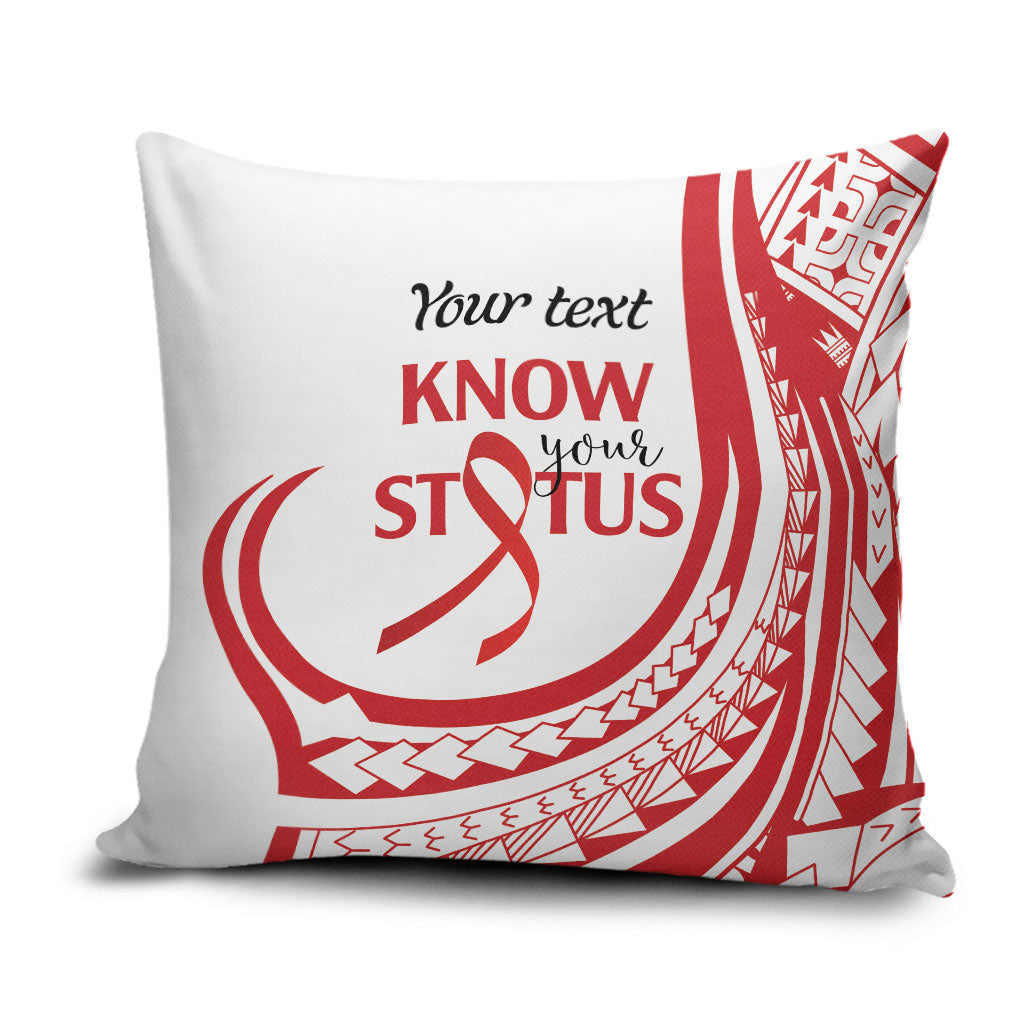 Know Your Status Red Ribbon Personalised Pillow Cover Polynesian AIDS Support Red Ribbon Hope