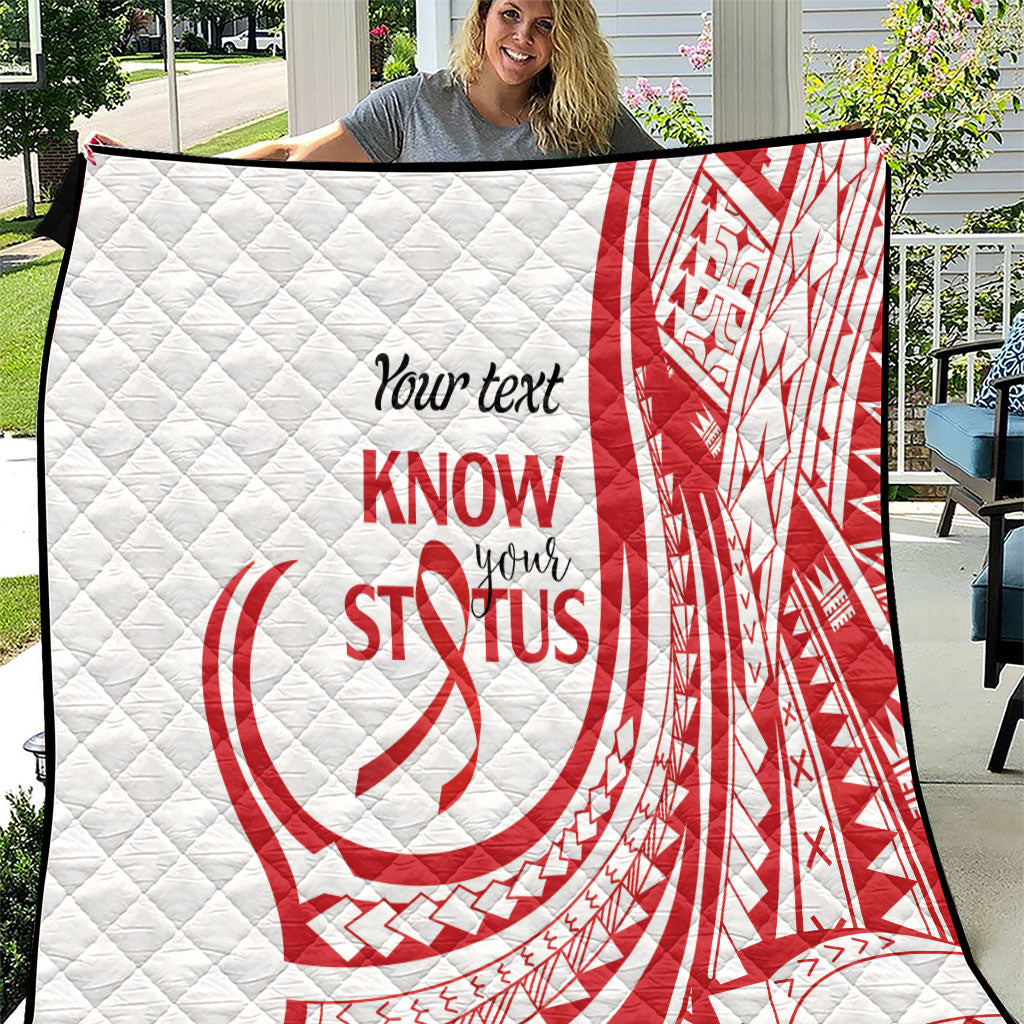 Know Your Status Red Ribbon Personalised Quilt Polynesian AIDS Support Red Ribbon Hope