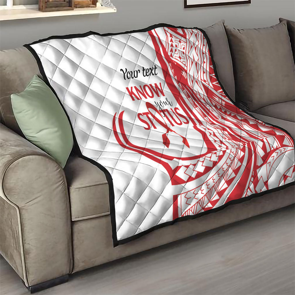 Know Your Status Red Ribbon Personalised Quilt Polynesian AIDS Support Red Ribbon Hope