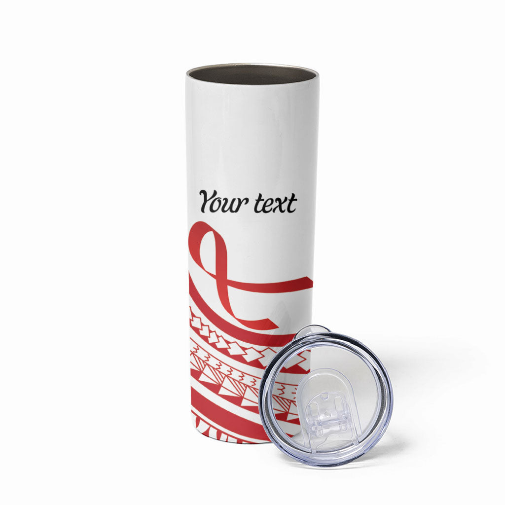 Know Your Status Red Ribbon Personalised Skinny Tumbler Polynesian AIDS Support Red Ribbon Hope