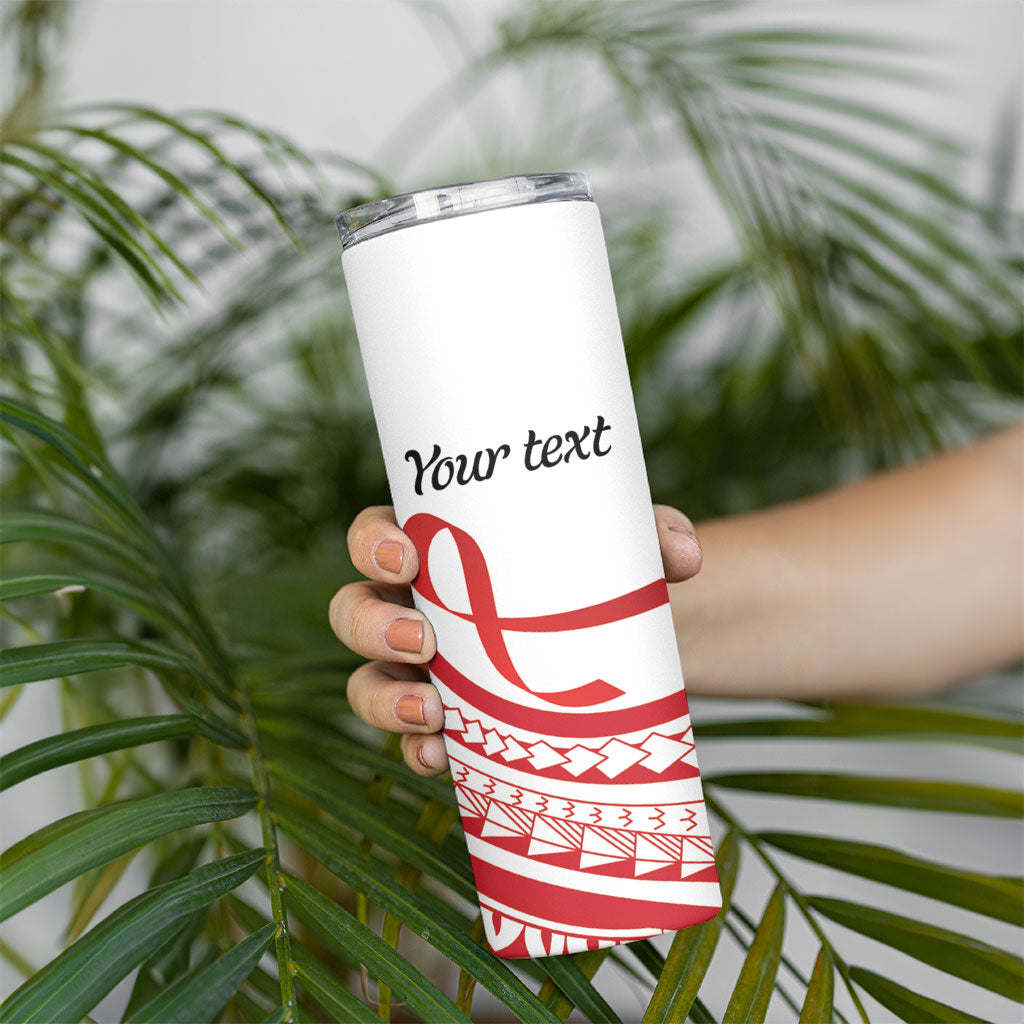 Know Your Status Red Ribbon Personalised Skinny Tumbler Polynesian AIDS Support Red Ribbon Hope