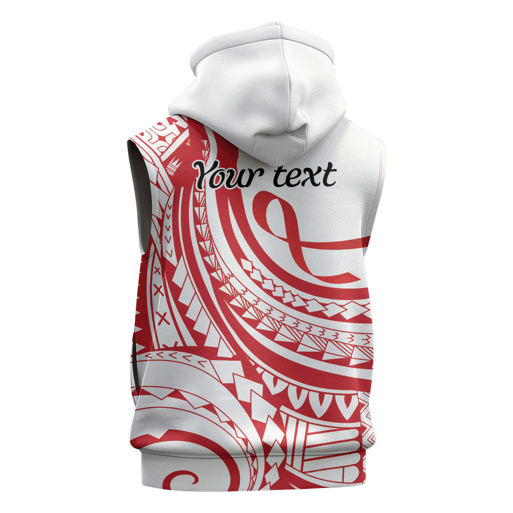 Know Your Status Red Ribbon Personalised Sleeveless Zip Hoodie Polynesian AIDS Support Red Ribbon Hope