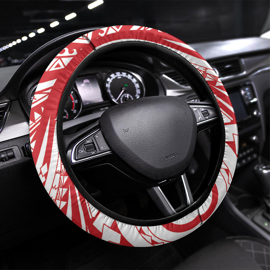 Know Your Status Red Ribbon Steering Wheel Cover Polynesian AIDS Support Red Ribbon Hope