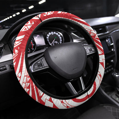 Know Your Status Red Ribbon Steering Wheel Cover Polynesian AIDS Support Red Ribbon Hope