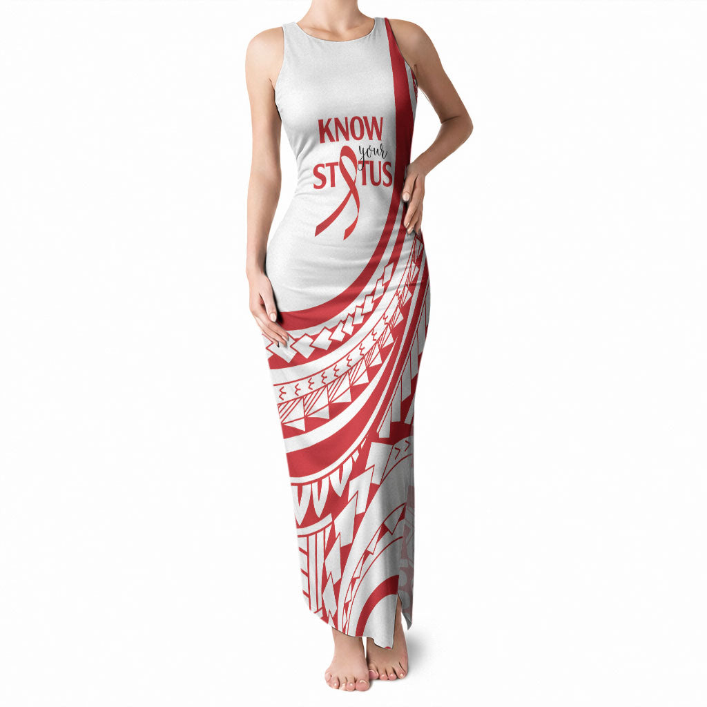 Know Your Status Red Ribbon Personalised Tank Maxi Dress Polynesian AIDS Support Red Ribbon Hope
