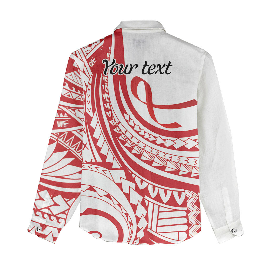 Know Your Status Red Ribbon Personalised Women Casual Shirt Polynesian AIDS Support Red Ribbon Hope