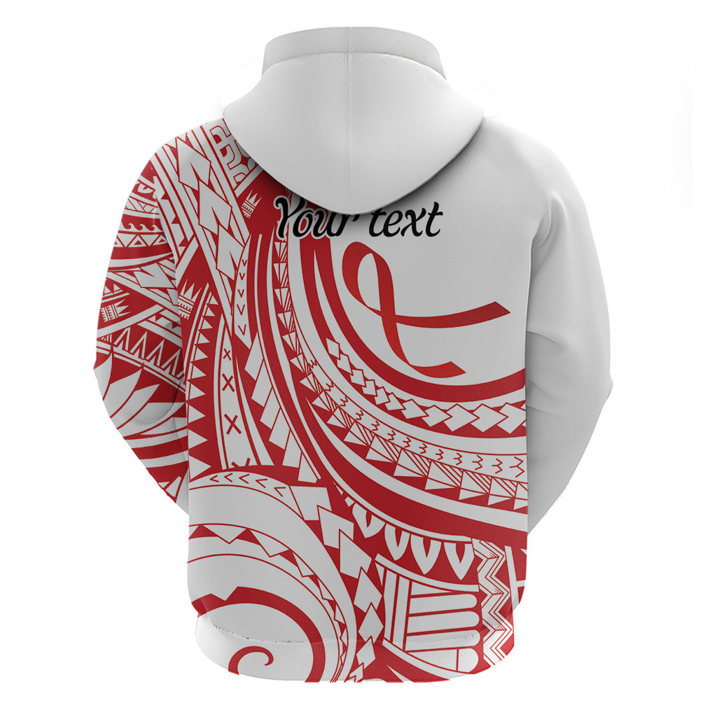 Know Your Status Red Ribbon Personalised Zip Hoodie Polynesian AIDS Support Red Ribbon Hope
