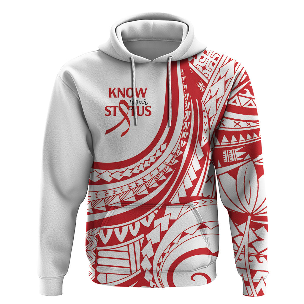Know Your Status Red Ribbon Personalised Zip Hoodie Polynesian AIDS Support Red Ribbon Hope
