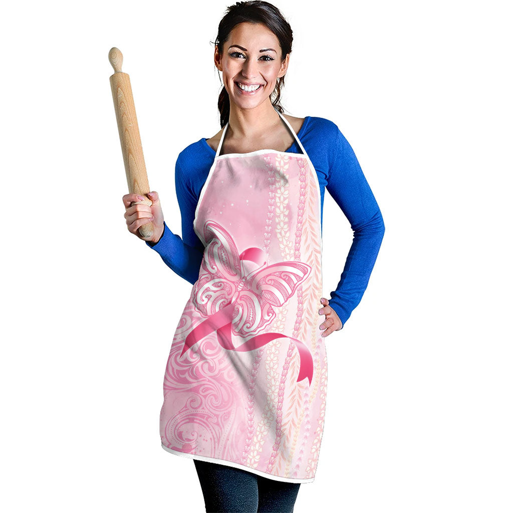 Hawaii Breast Cancer Support Apron Maile Pikake Lokelani Crown Flower Lei Inspired