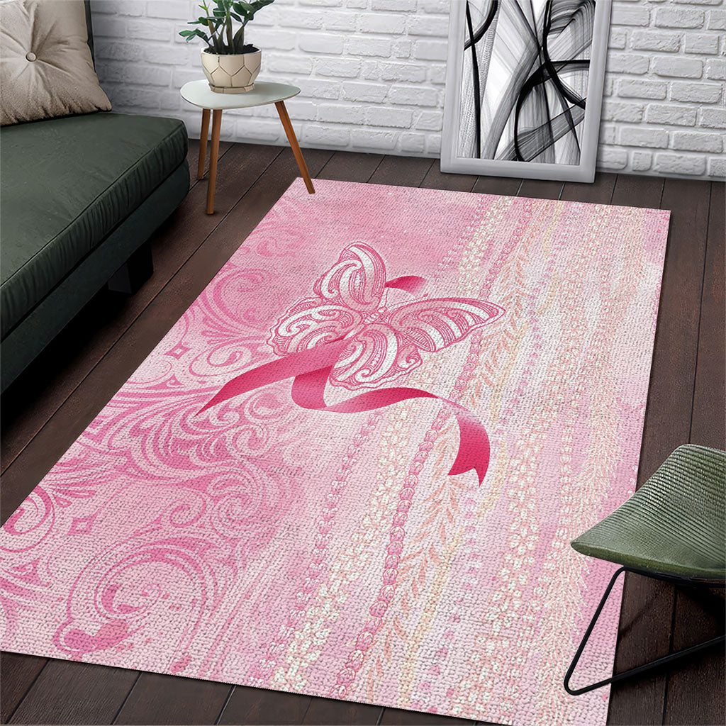 Hawaii Breast Cancer Support Area Rug Maile Pikake Lokelani Crown Flower Lei Inspired