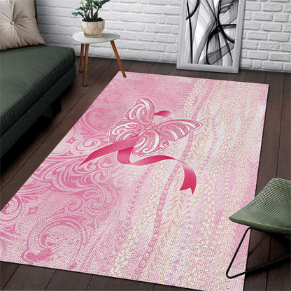 Hawaii Breast Cancer Support Area Rug Maile Pikake Lokelani Crown Flower Lei Inspired