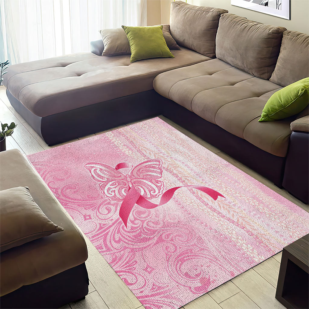 Hawaii Breast Cancer Support Area Rug Maile Pikake Lokelani Crown Flower Lei Inspired