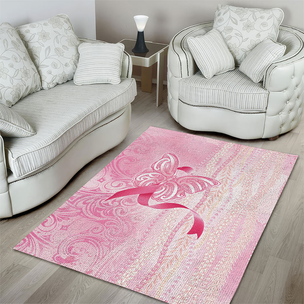 Hawaii Breast Cancer Support Area Rug Maile Pikake Lokelani Crown Flower Lei Inspired